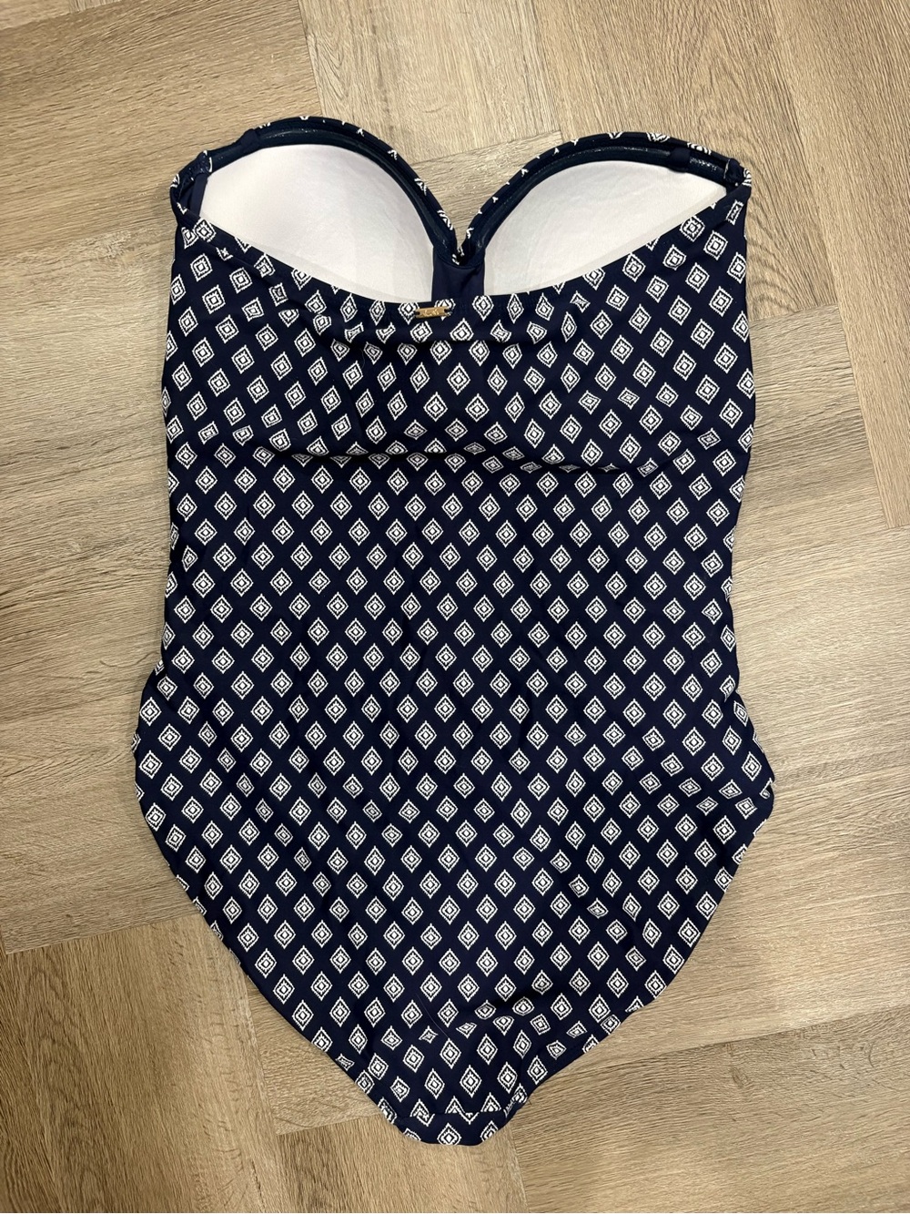 Anne Cole Navy and White Geometric One-Piece Strapless Swimsuit Size 16 - Picture 5 of 7